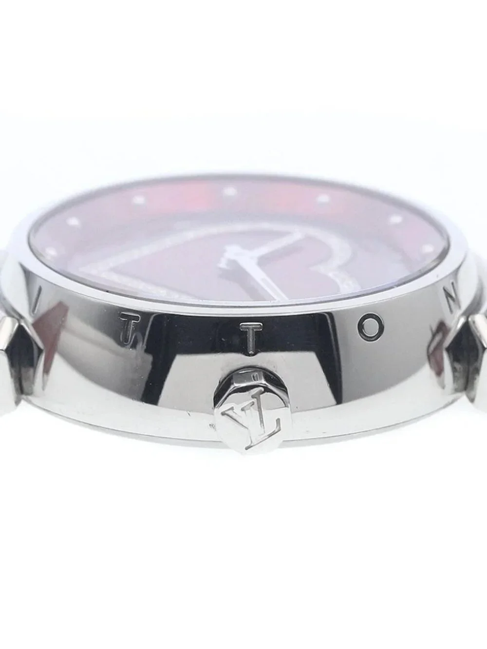 LOUIS VUITTON Tambour Q121Z Heart diamond Red Dial Quartz Ladies Watch_960790